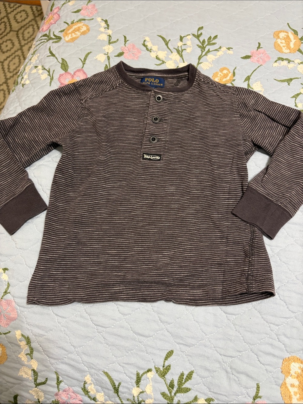 Polo Ralph Lauren Grey 3 Button Pullover Henley PreOwned Size 3 T